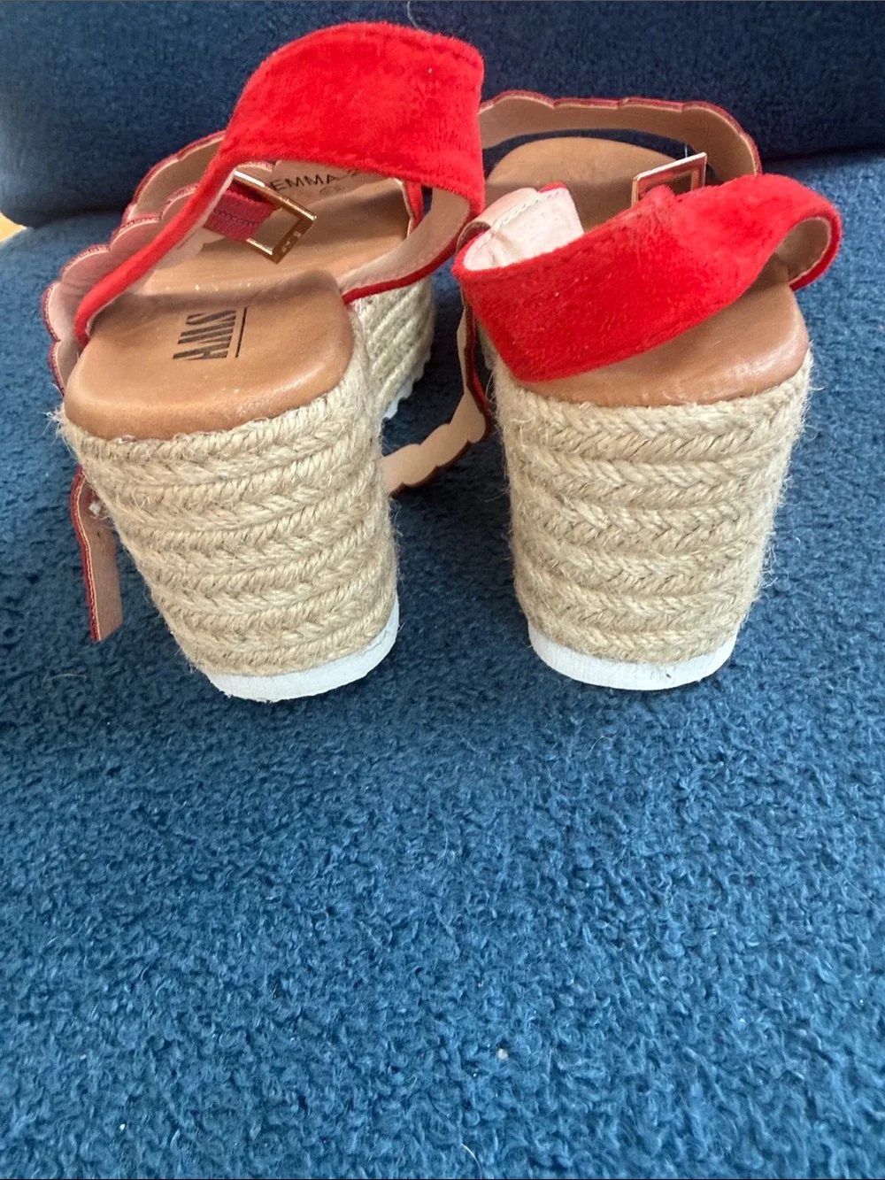 Women’s Red Scallop Espadrille Platform Sandals
